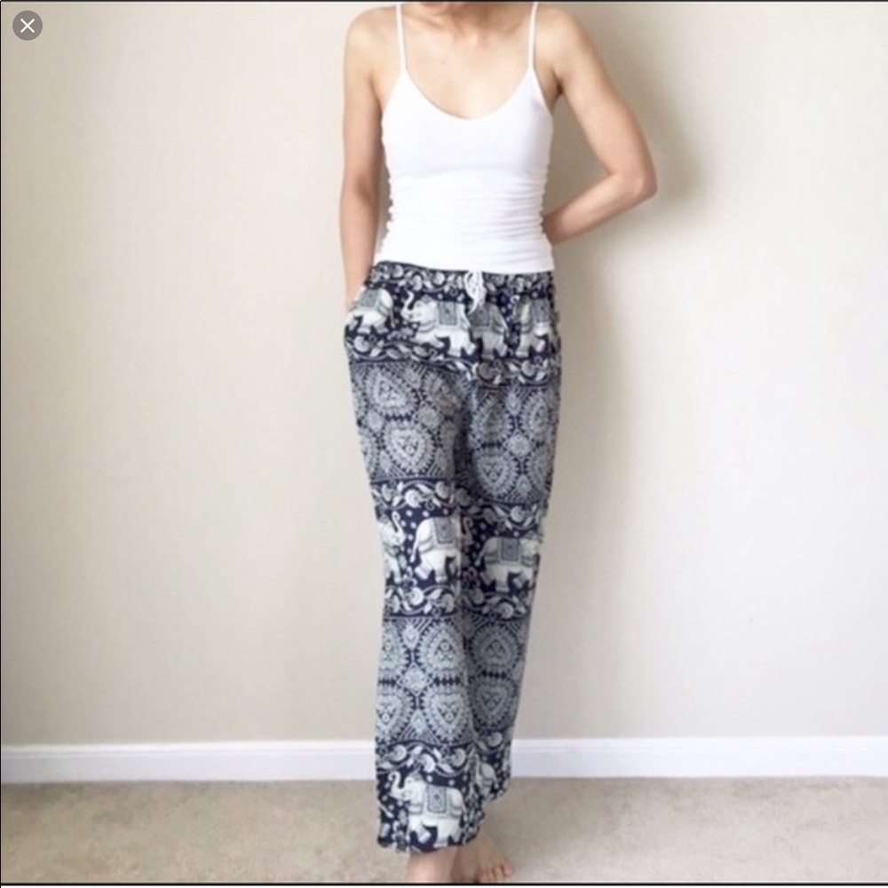 Navy Blue Drawstring Elephant Pants (w/ pocket!)